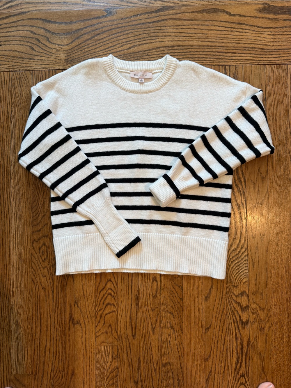 Philosophy Women’s White and Black Stripe Cozy Knit Sweater